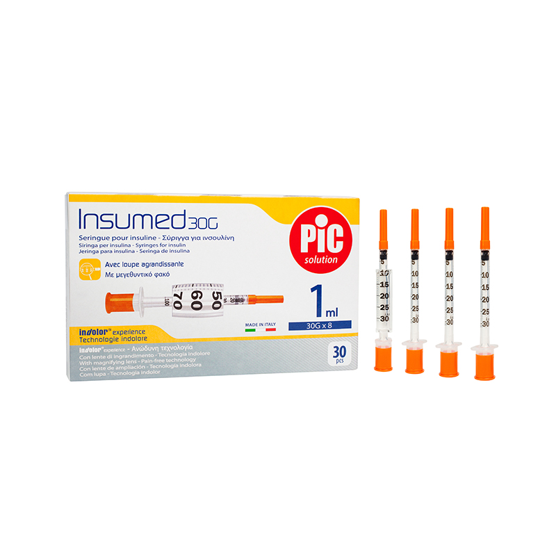 Стерильний інсуліновий шприц INSUMED 1 мл з голкою 30 G(0,30x8мм), U-100